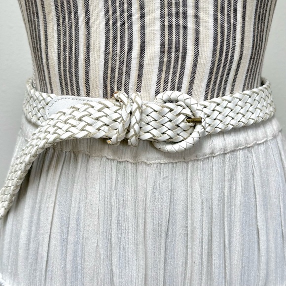 Vintage Woven Leather Belt Made in Italy Nordstrom White Braided Coastal main image 3